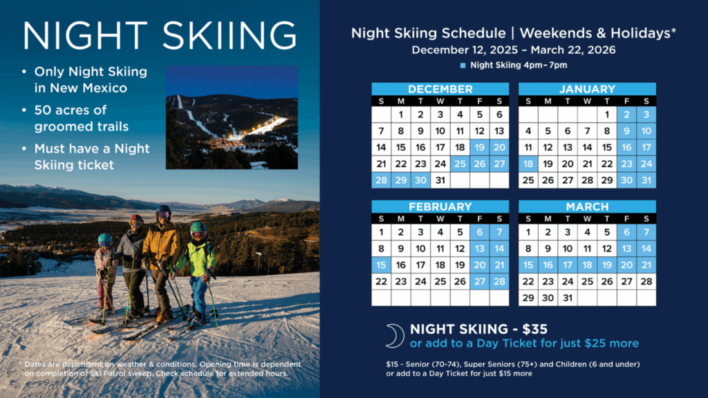 AFR Night Skiing Calendar