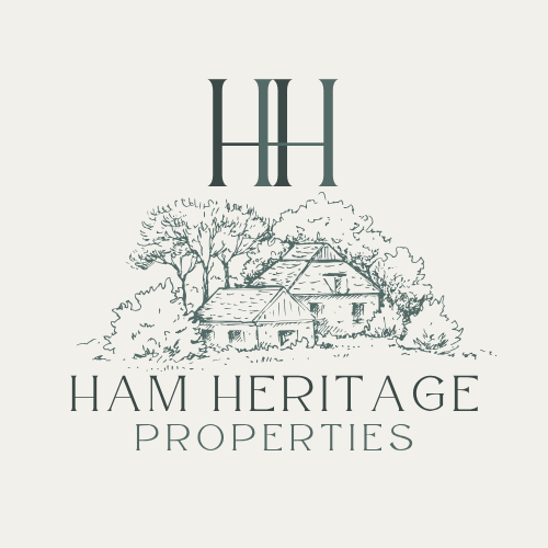 Logo for Ham Heritage Properties: initials HH above a woodland sketch of a house and trees, with the text 'HAM HERITAGE PROPERTIES' underneath.